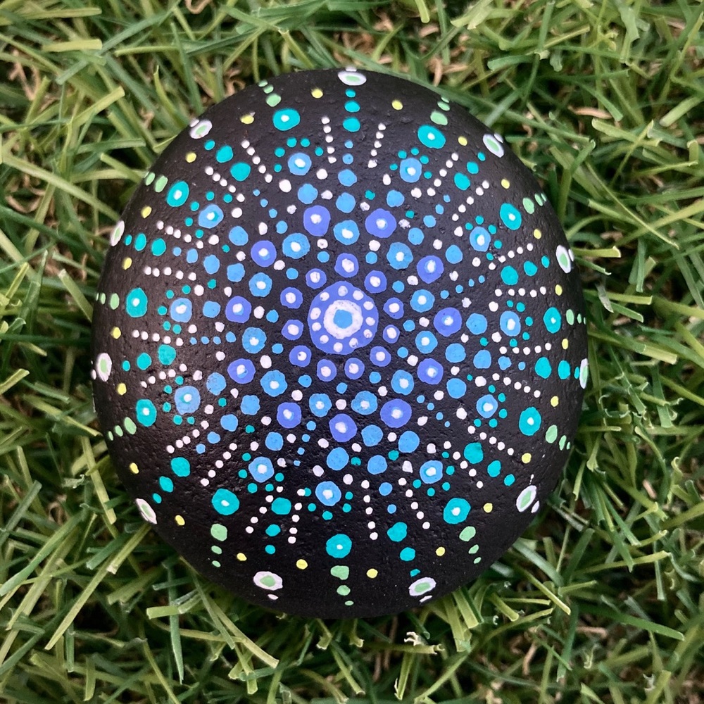 Mandala Hand Painted River Rock 2”